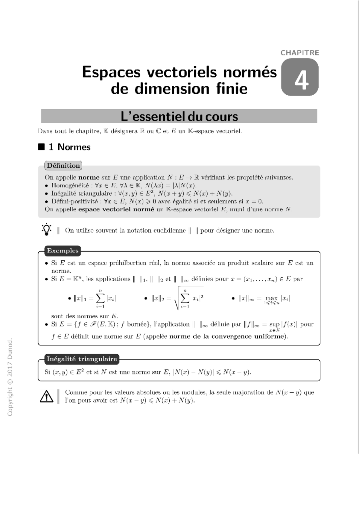 Prog math - cours et exercices - CHAPITRE Espaces vectoriels normés de ...