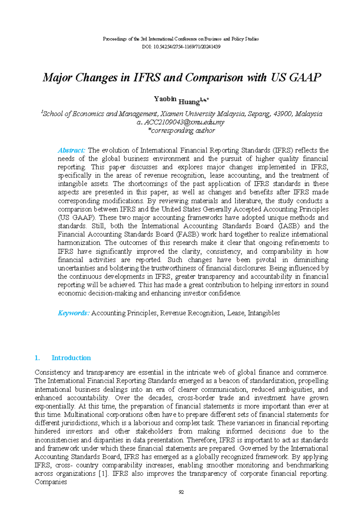 Major Changes in IFRS vs. US GAAP: A Comparative Study - Studocu