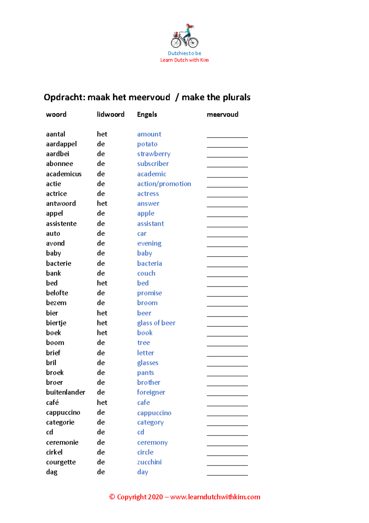 Learn Dutch Vocabulary: Plurals & Essentials (Course Code: TBD ...