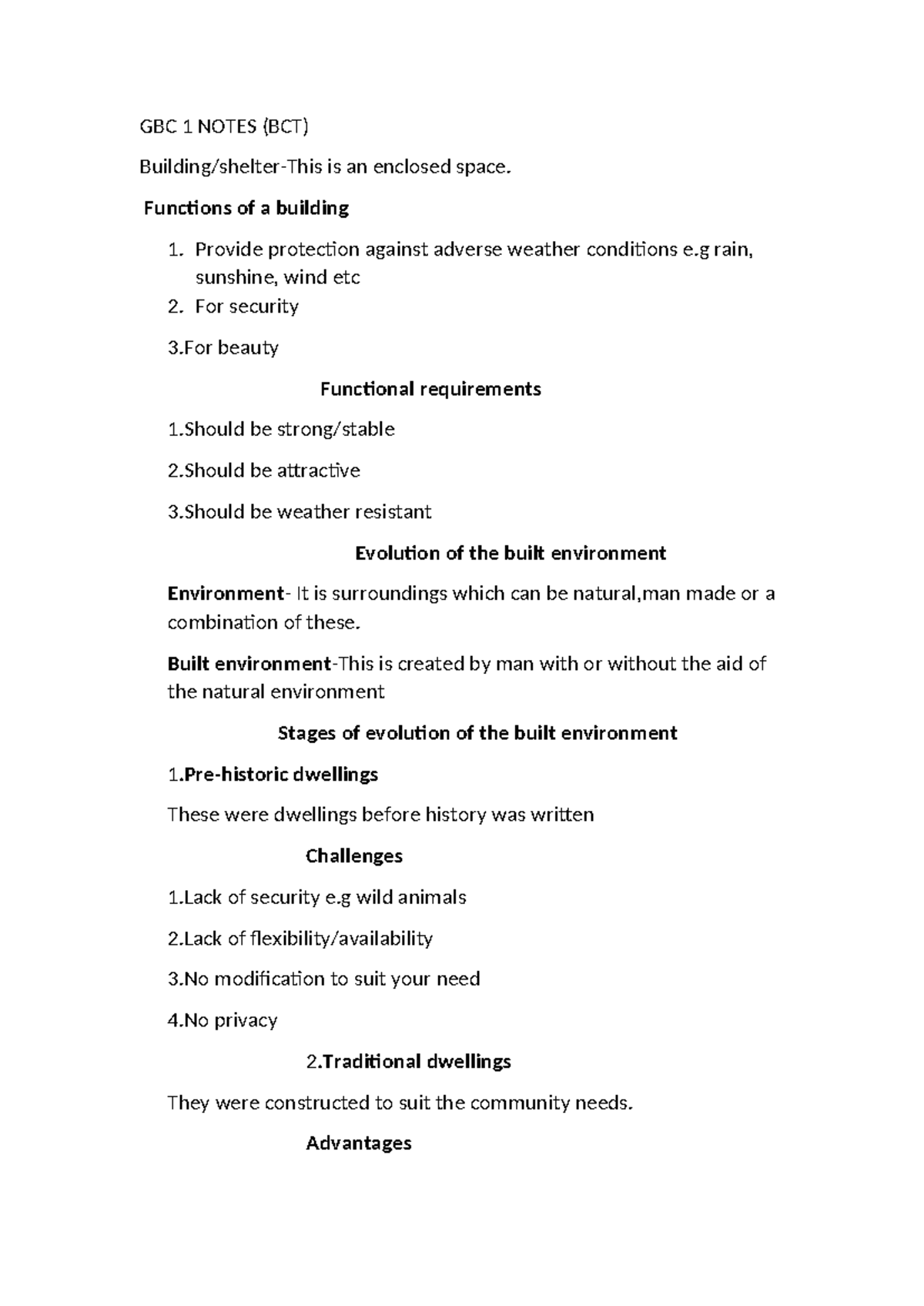 GBC 1 Notes: Understanding the Built Environment and Site Investigation ...