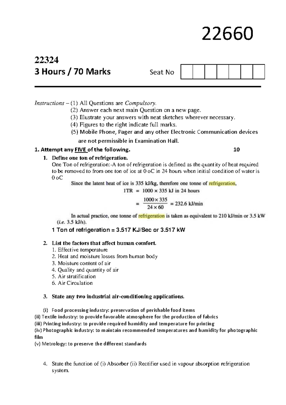 RAC S-25 Final Exam Question Paper and Answer Key (22660 22324) - Studocu