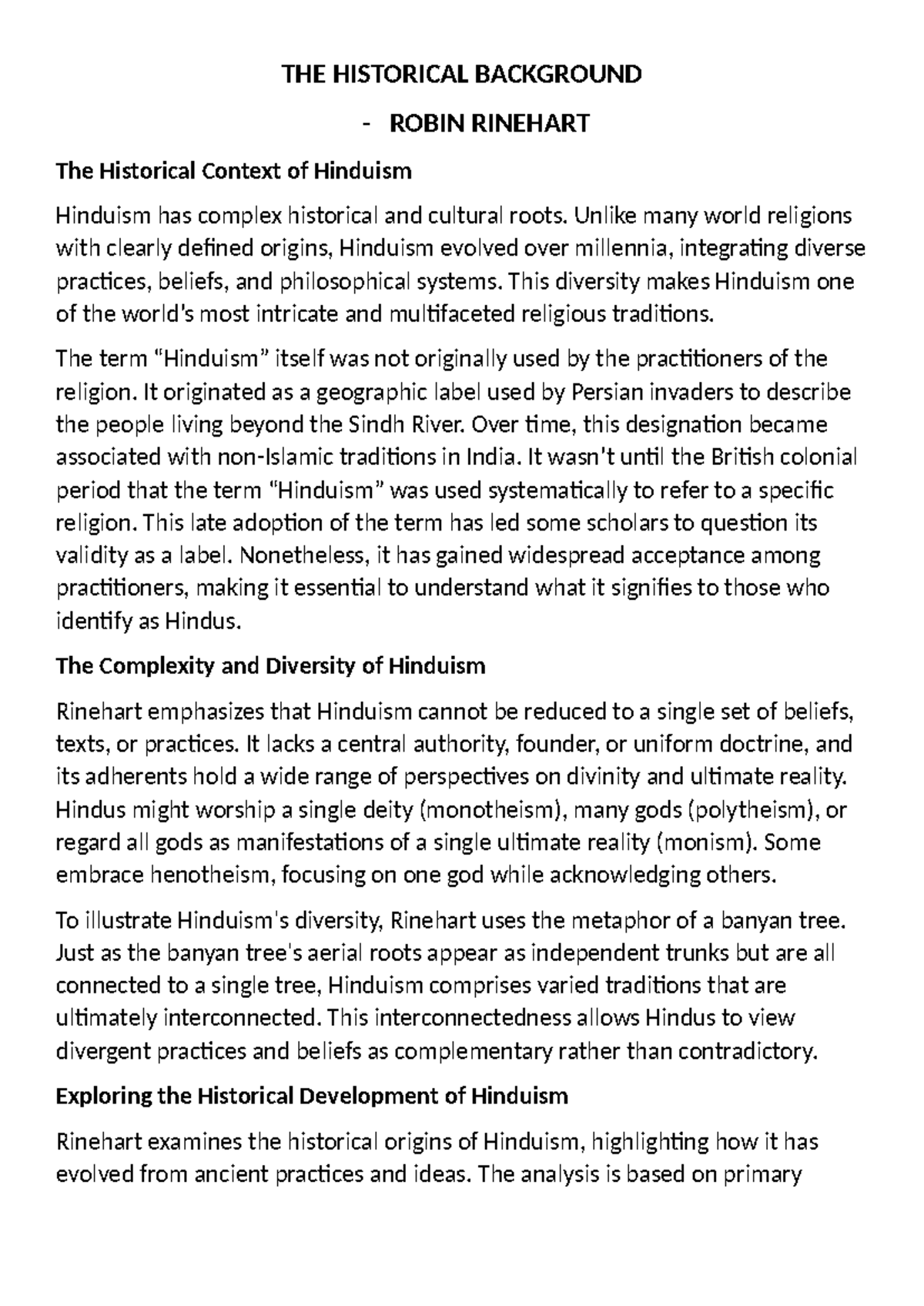THE Historical Background - THE HISTORICAL BACKGROUND - ROBIN RINEHART ...