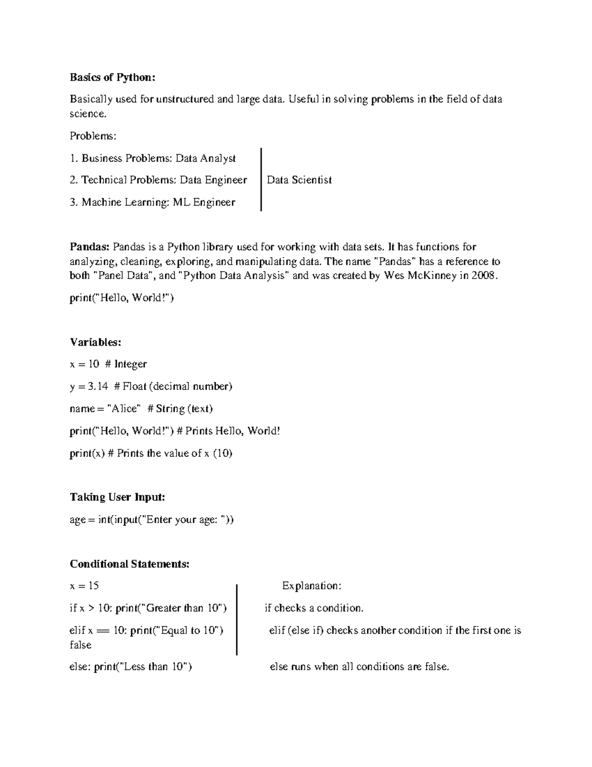 Basics of Python: An introduction to data science and programming ...