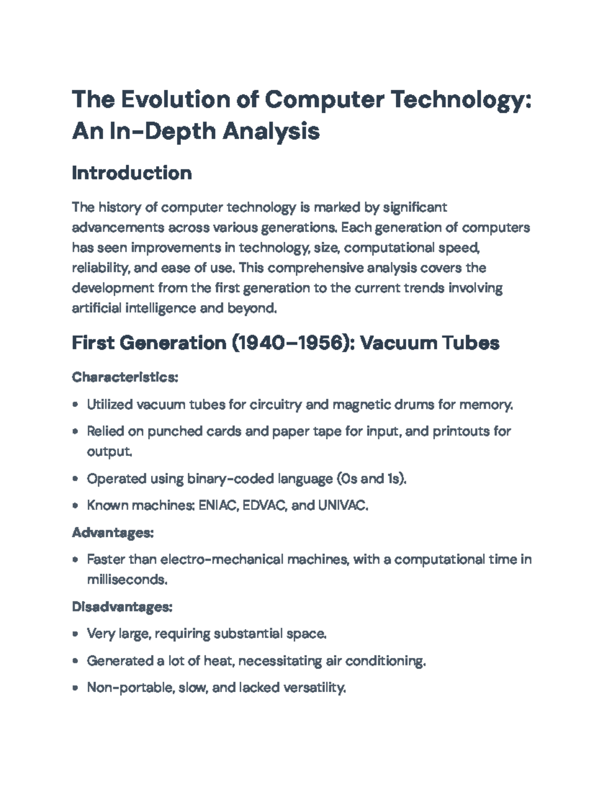 The Evolution of Computer Technology: A Detailed Analysis (CS101) - Studocu