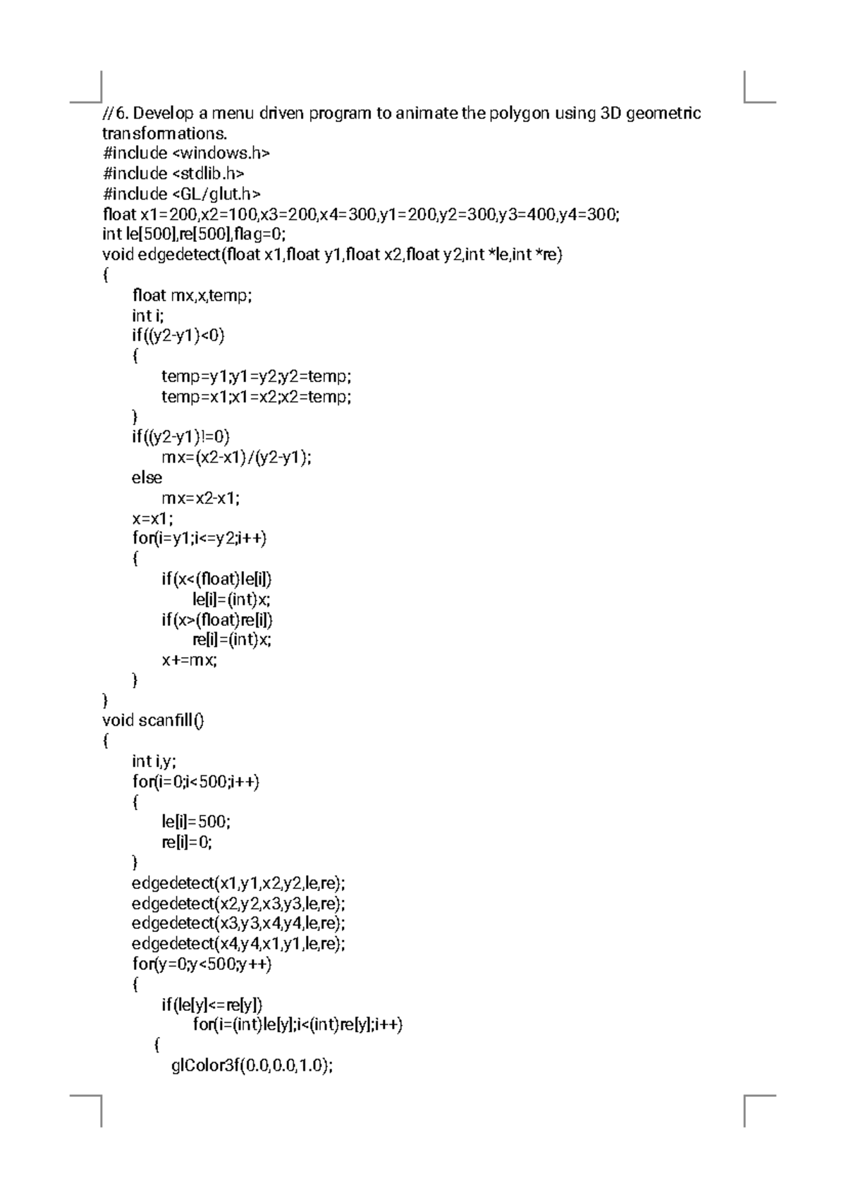 CG-Programs - 6, 7, 8 - OpenGL Animation & Shading Notes - Studocu