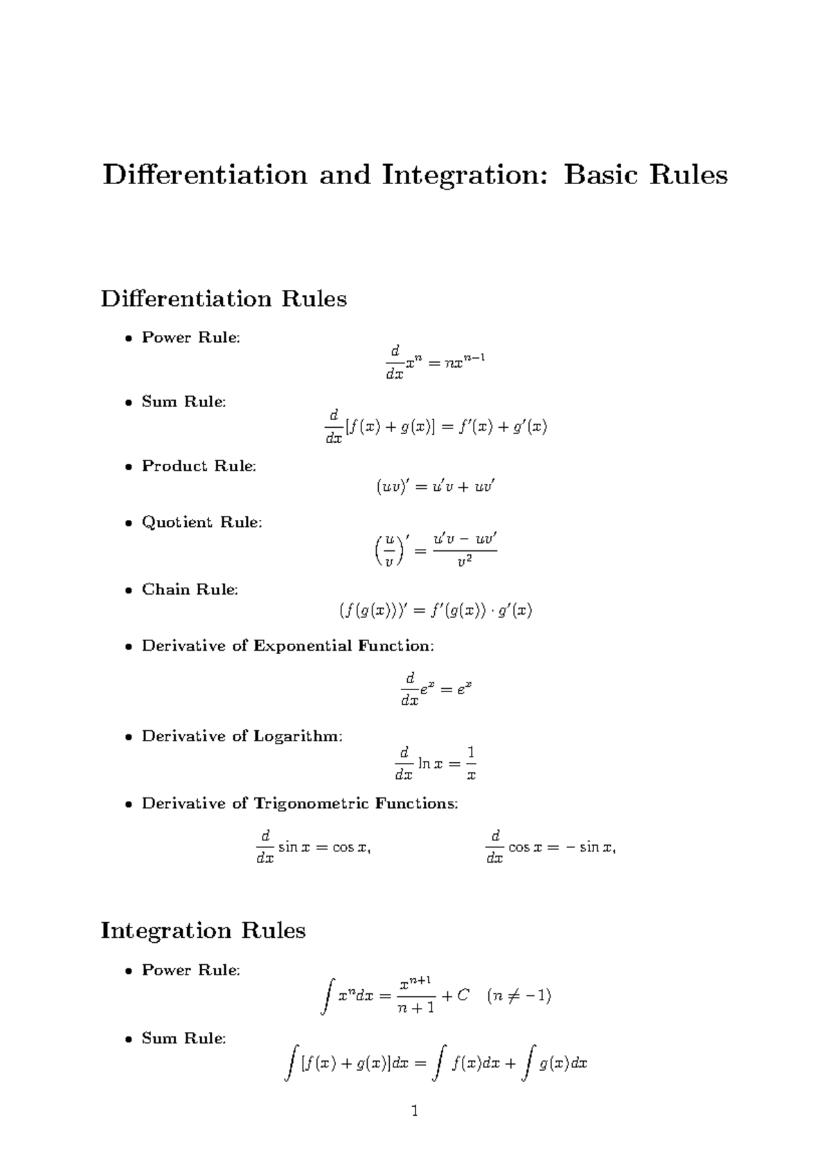 Integration and differentiation - Differentiation and Integration ...
