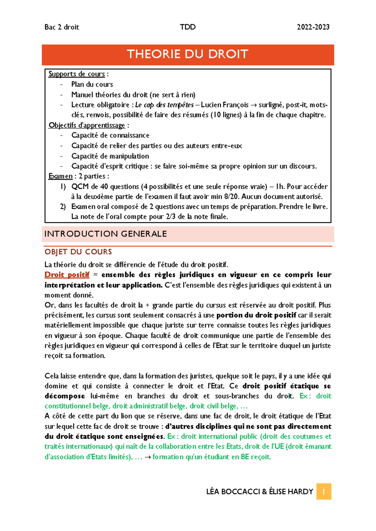 Théories du Droit : Cours & Résumé pour Examen (DROIT 101) - Studocu