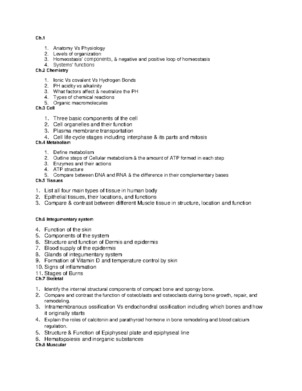 Comprehensive Study Guide for Anatomy & Physiology (BIO 101) - Studocu