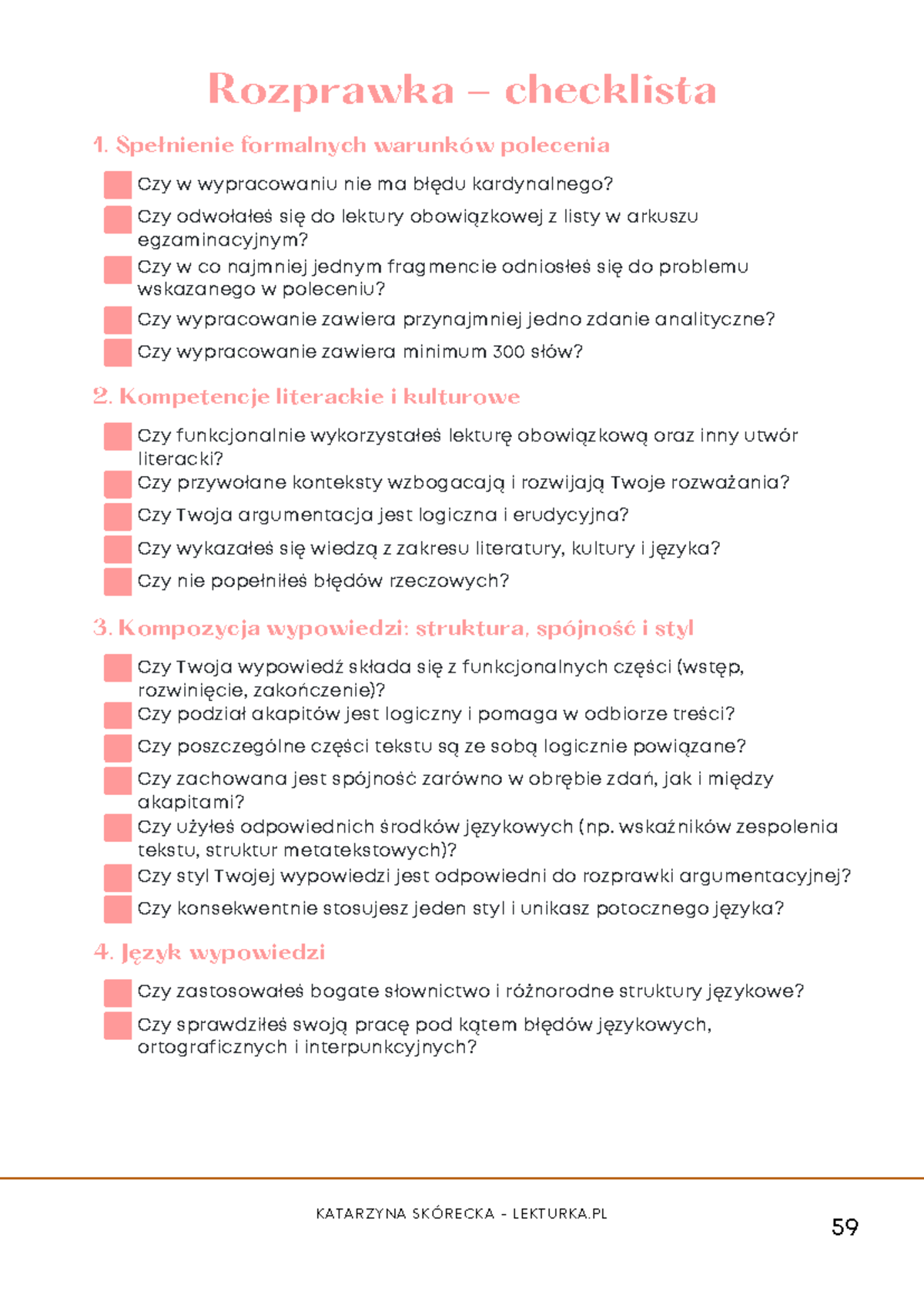 Rozprawka - Checklist 1: Wymogi Formalne i Językowe - Studocu