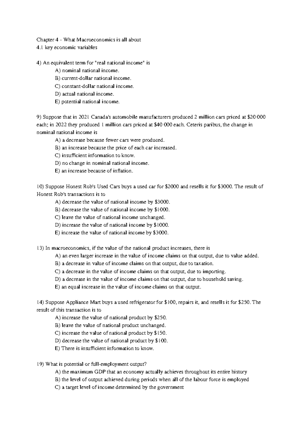 Econ 102 Final Review - Gateman ECON 102 Key Macroeconomic Concepts ...
