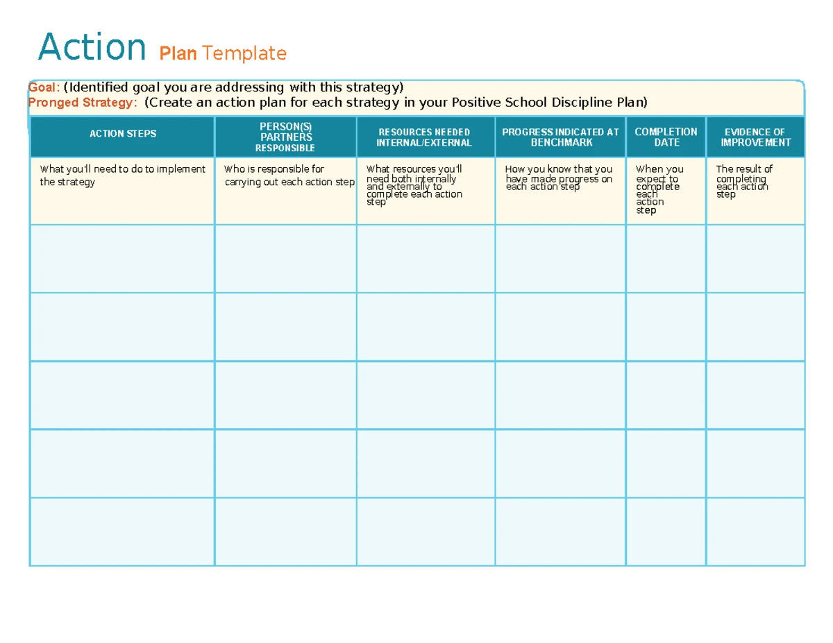 Action Plan Template for Team Objectives and Success Criteria - Studocu