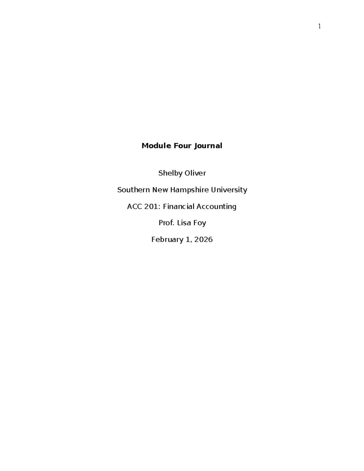 Module 4 Journal: Internal Control in Financial Accounting (ACC 201 ...