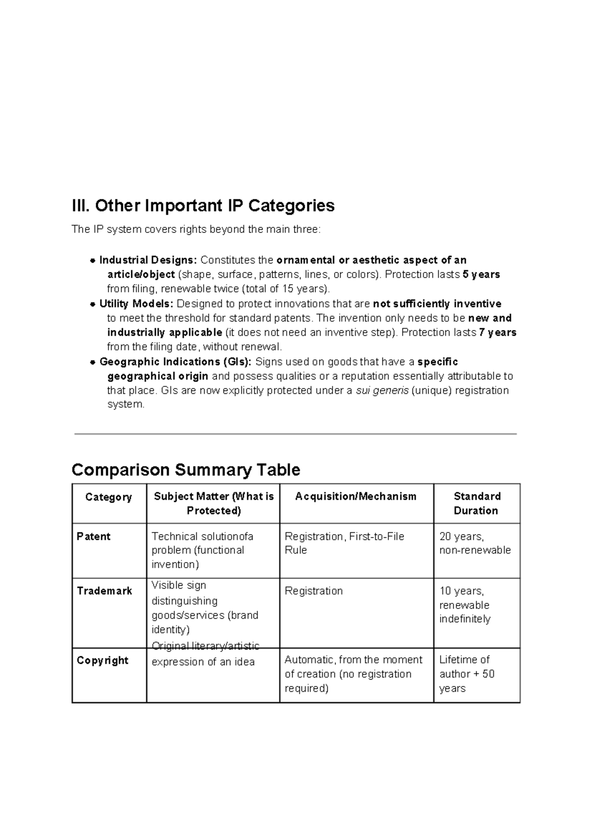 RFLI Finals 3 - Key Insights on Intellectual Property Categories - Studocu