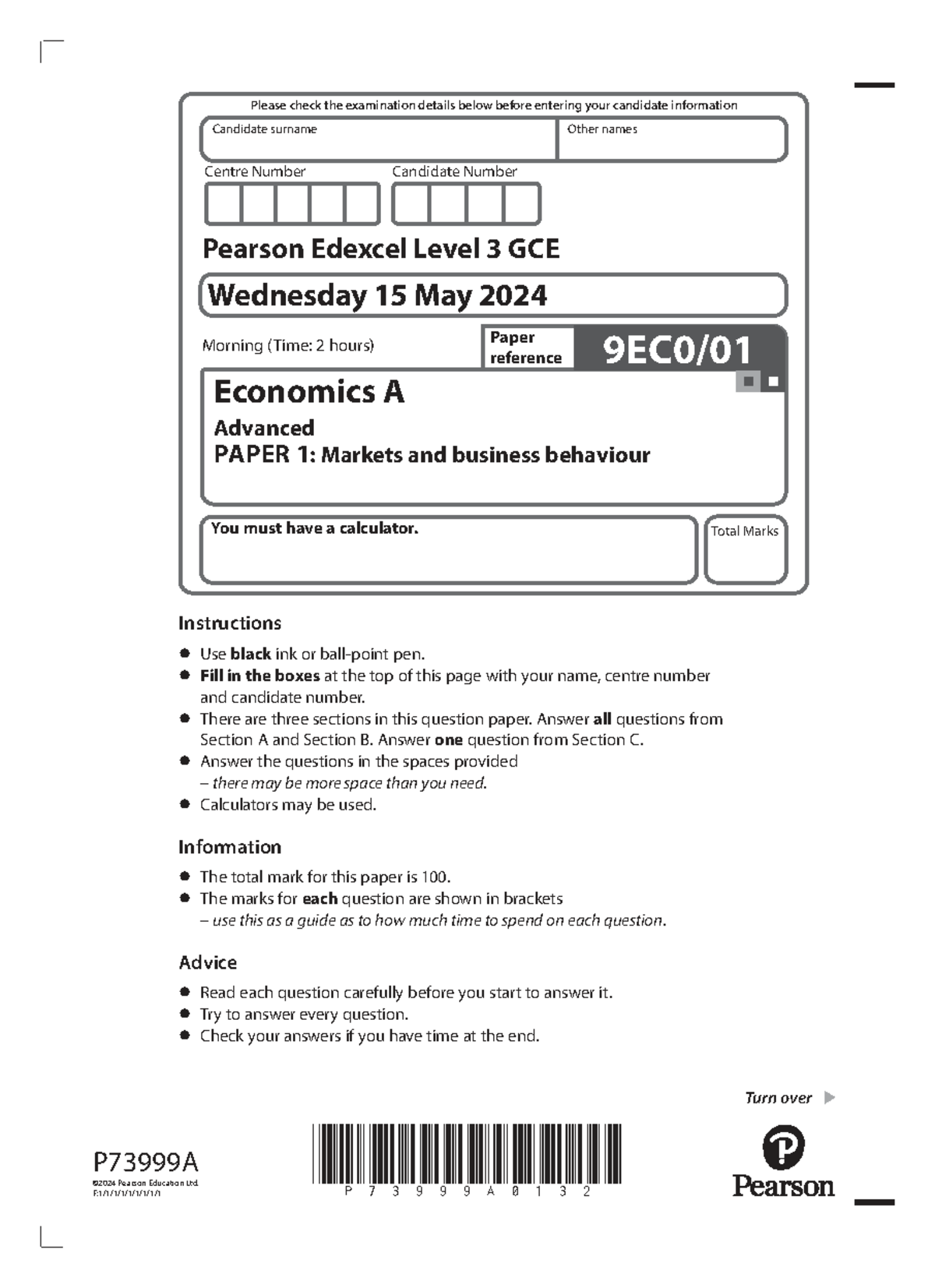 Edexcel A Level Economics Paper 1: Exam Details & Instructions for June ...