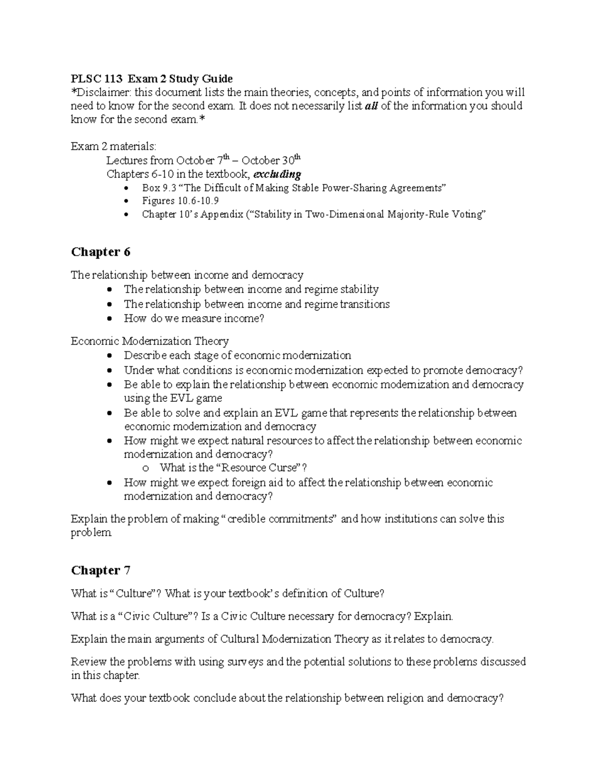 PLSC 113 Exam 2 Study Guide: Key Theories & Concepts Review - Studocu