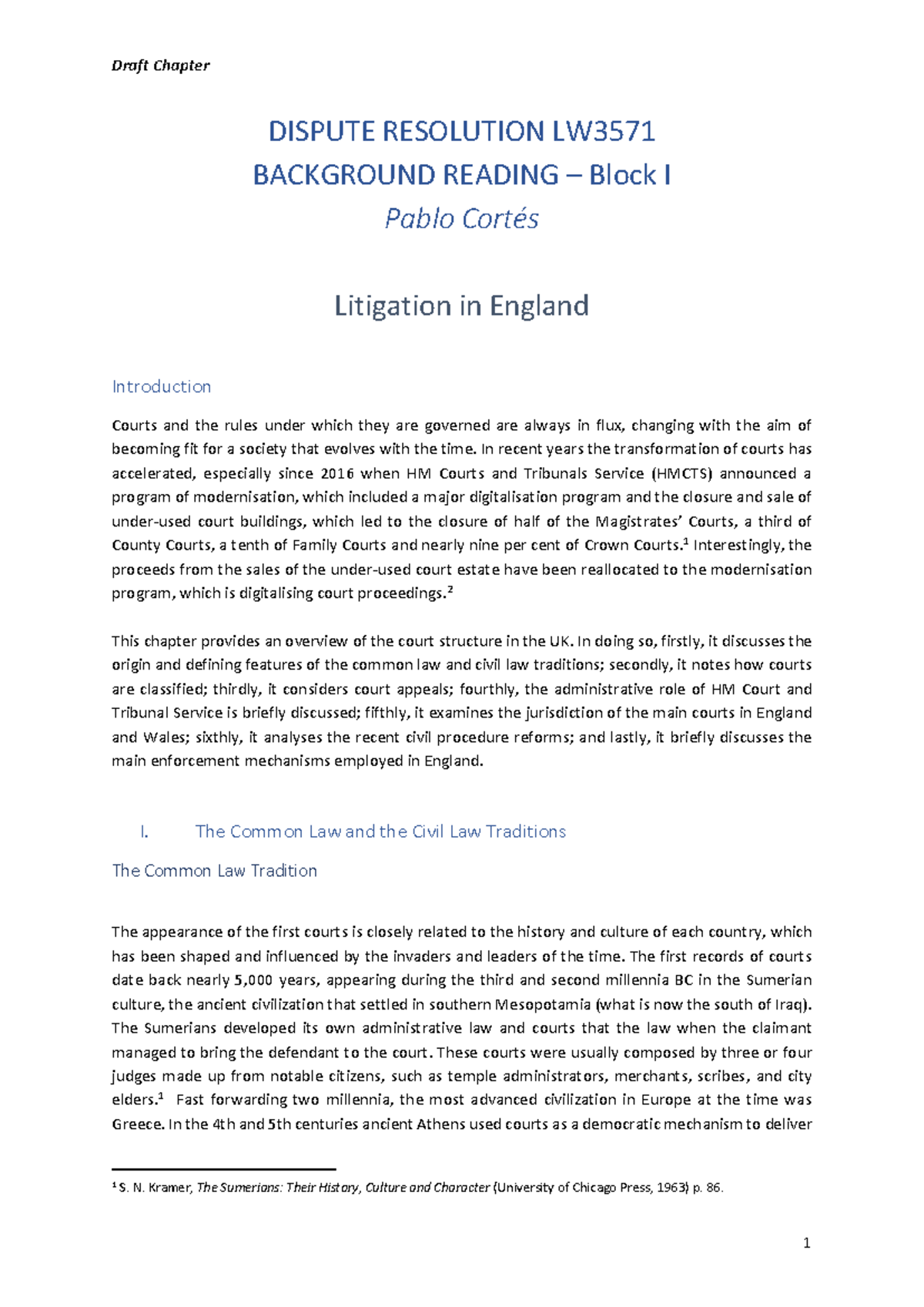 Block 1 - Overview of Dispute Resolution Framework and Legal Traditions ...
