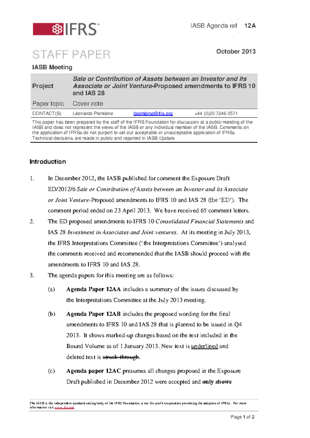 Ap12a-ifrs10-ias28 - IAS 28 - The IASB is the independent standard ...