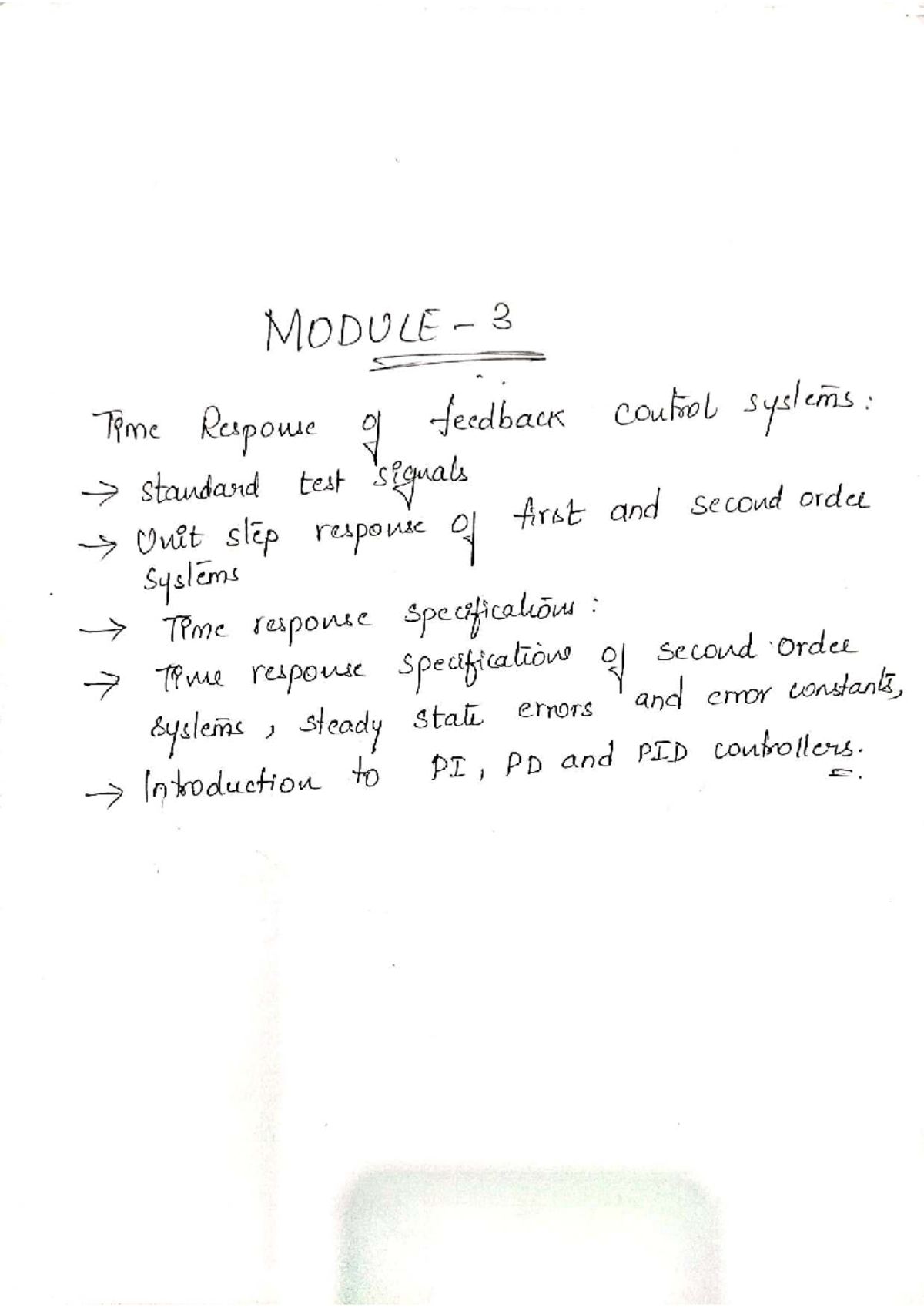 Module 3 (CS) - Time Response of Feedback Control Systems - Studocu