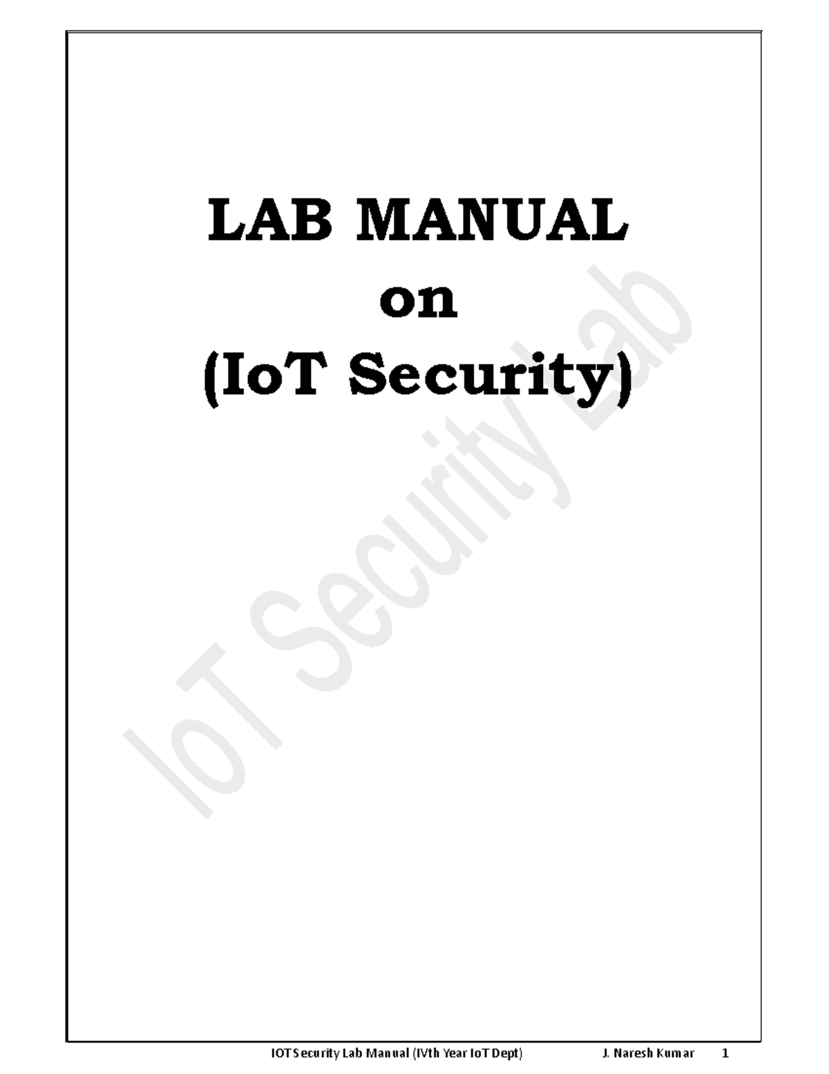 IoT Security Lab Manual: Experiments and Implementation Guide - Studocu