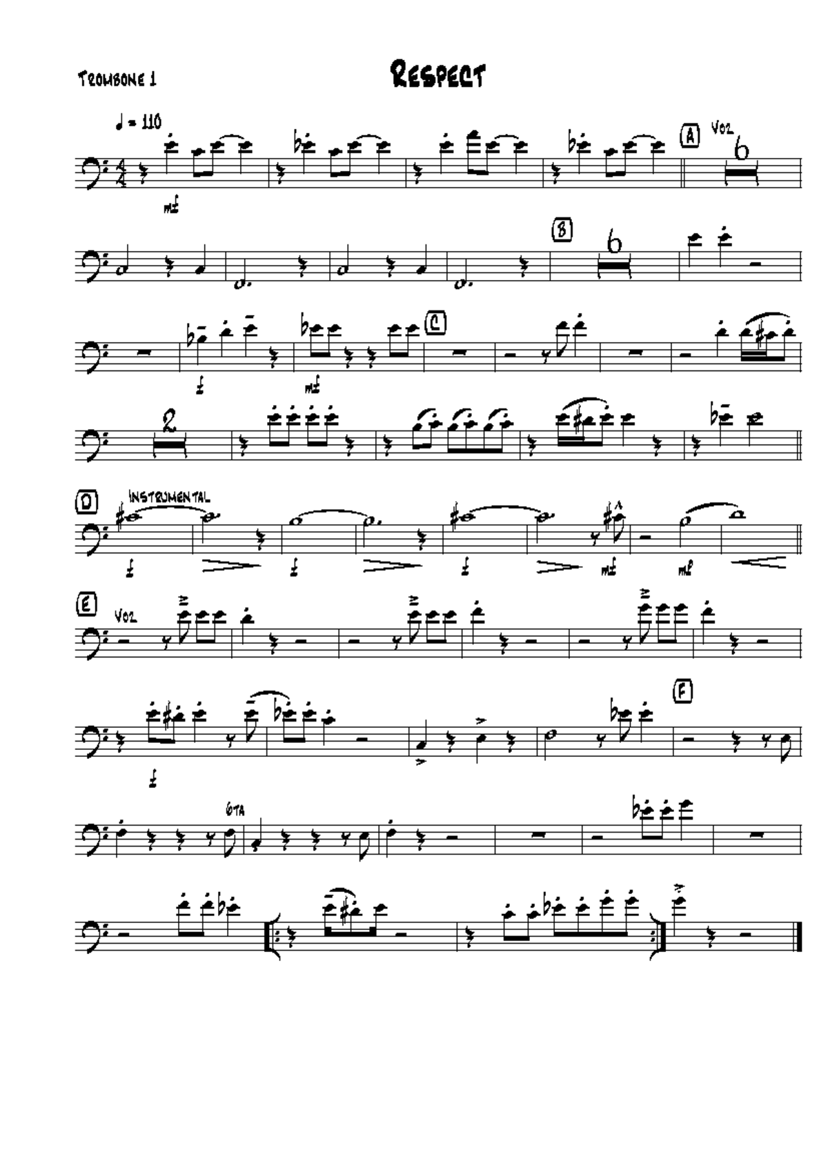 Respect - Trombone 1 - Q110 Instrumental Notes - Studocu