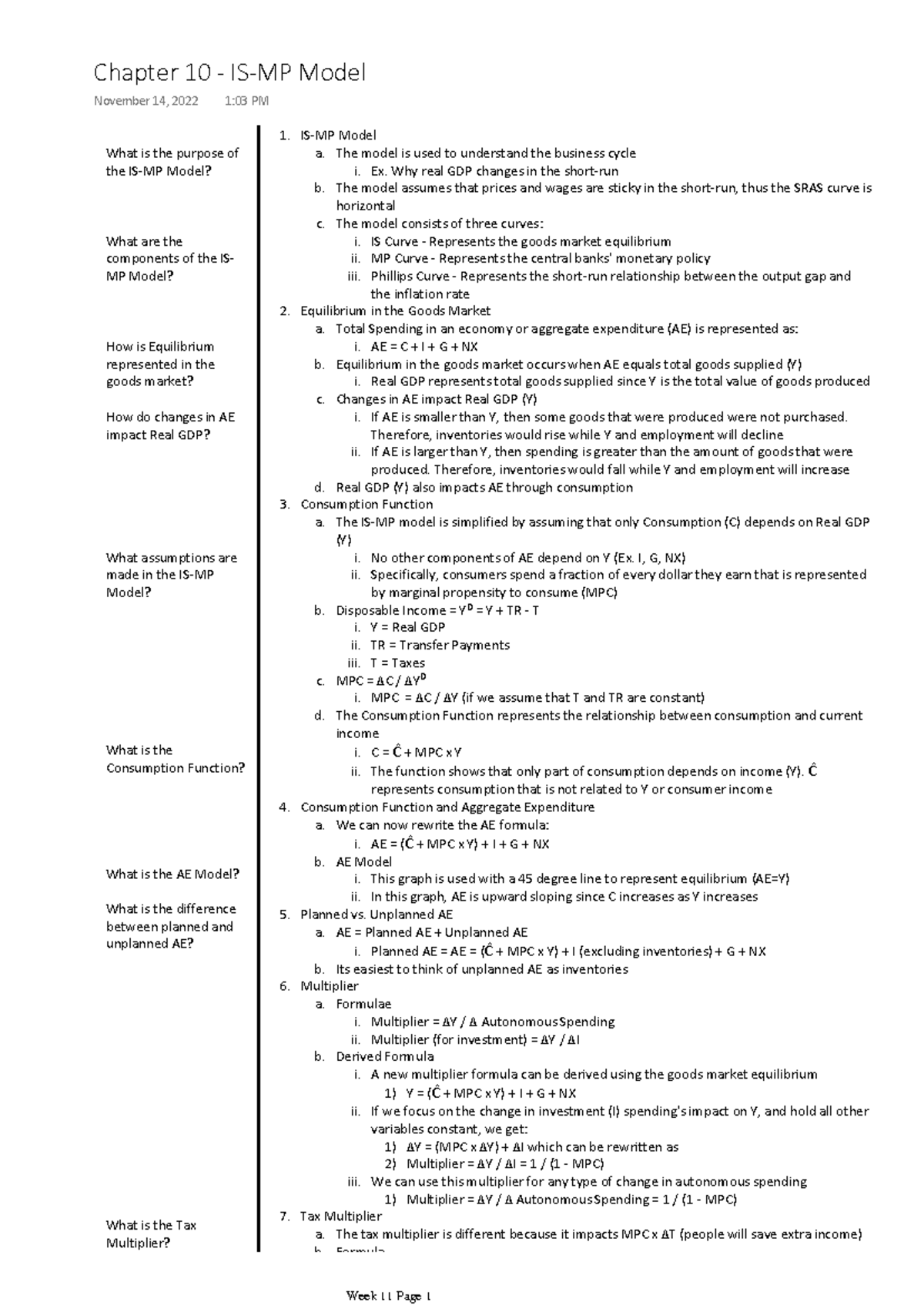 Chapter 10 - Understanding the IS-MP Model Dynamics [ECON 282] - Studocu