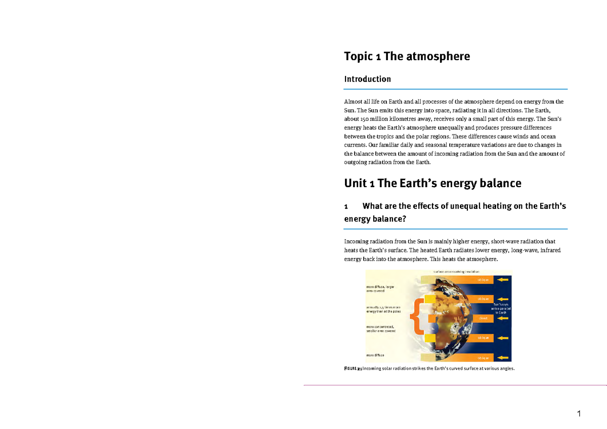 Chapter 1: The Atmosphere and Earth's Energy Balance - Studocu