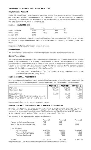CAC MIDTERM QUIZ - PROCESS COSTING: NORMAL & ABNORMAL LOSS - Studocu