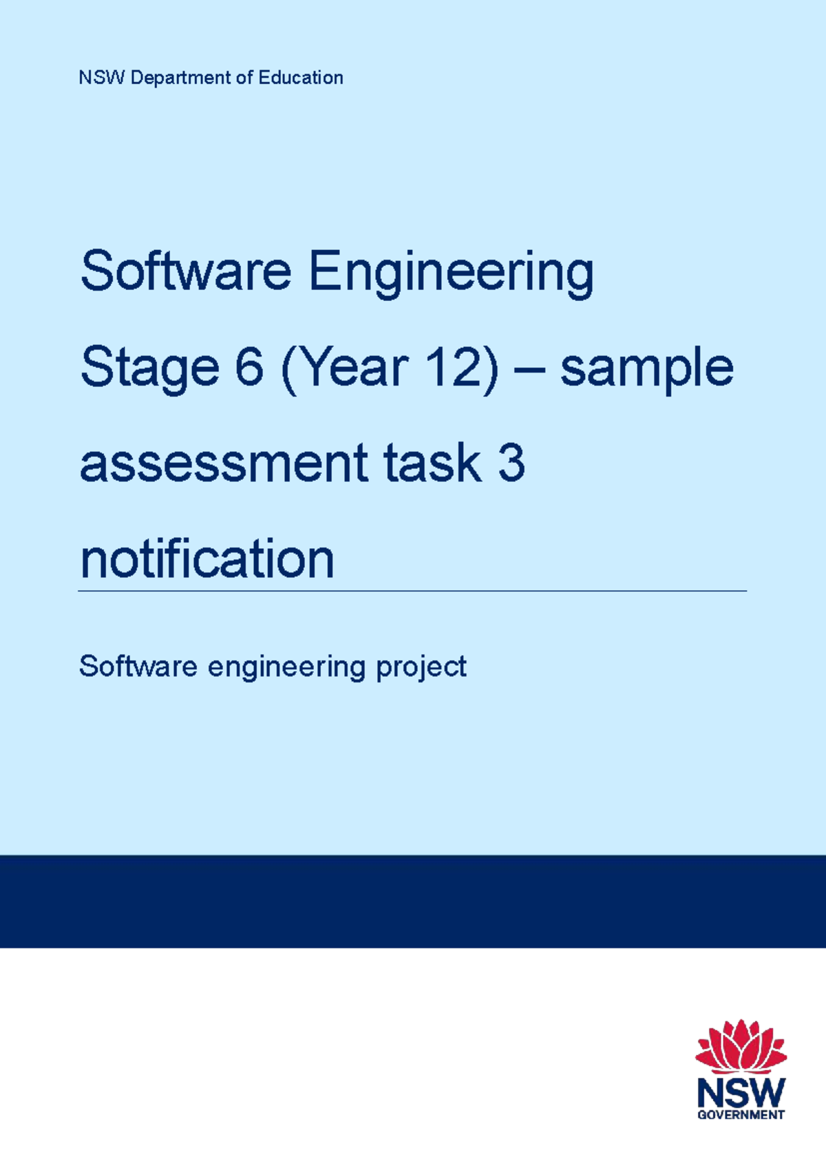 NSW Software Engineering Stage 6 (Year 12) Sample Assessment Task 3 ...