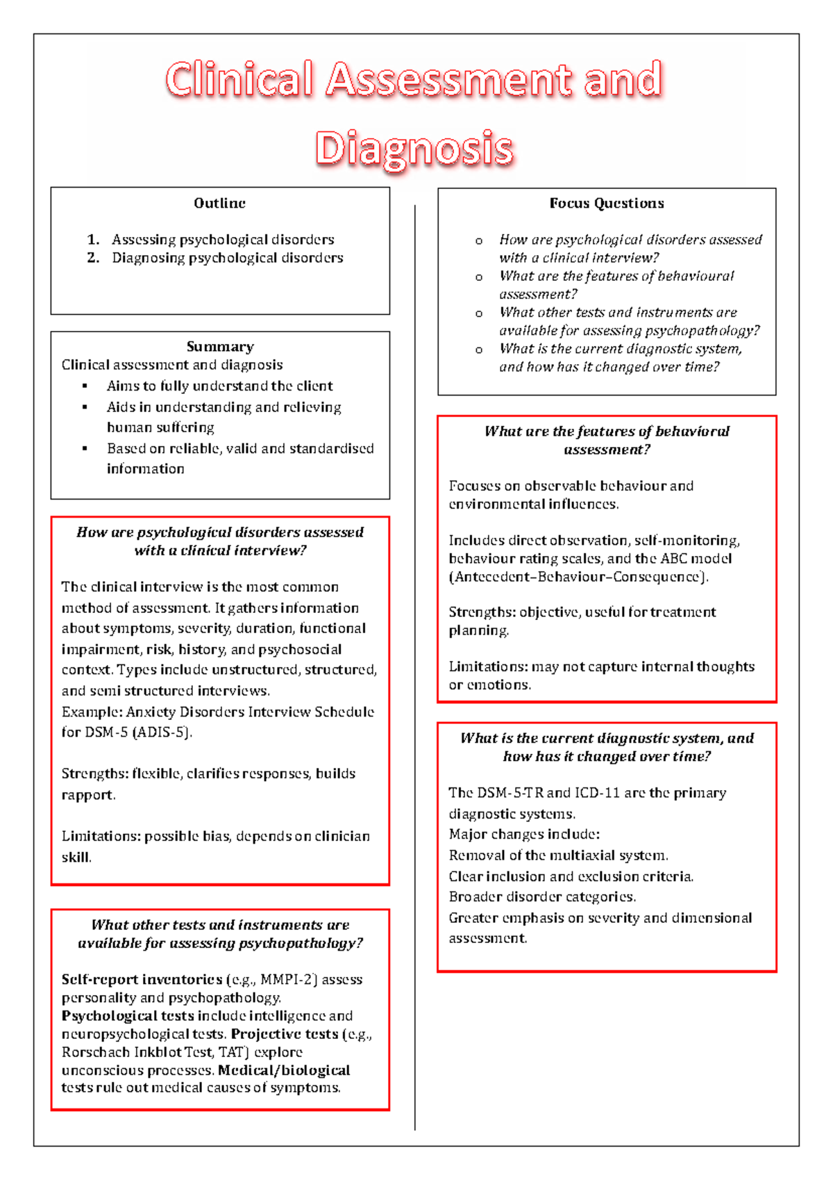 Chapter 3: Clinical Assessment and Diagnosis of Psychological Disorders ...