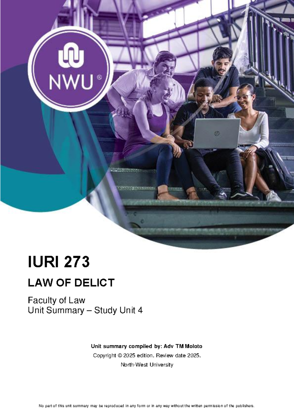 IURI 273 LAW OF DELICT Unit Summary: Causation in Delict - Studocu