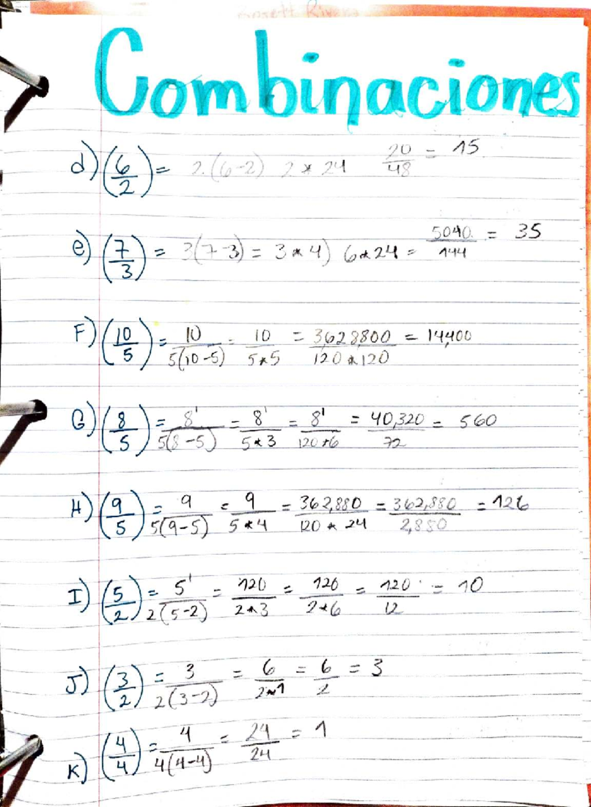 Permutaciones Y Combinaciones - K ####### 362,880= 3623S - 2.(6-2)2 ...