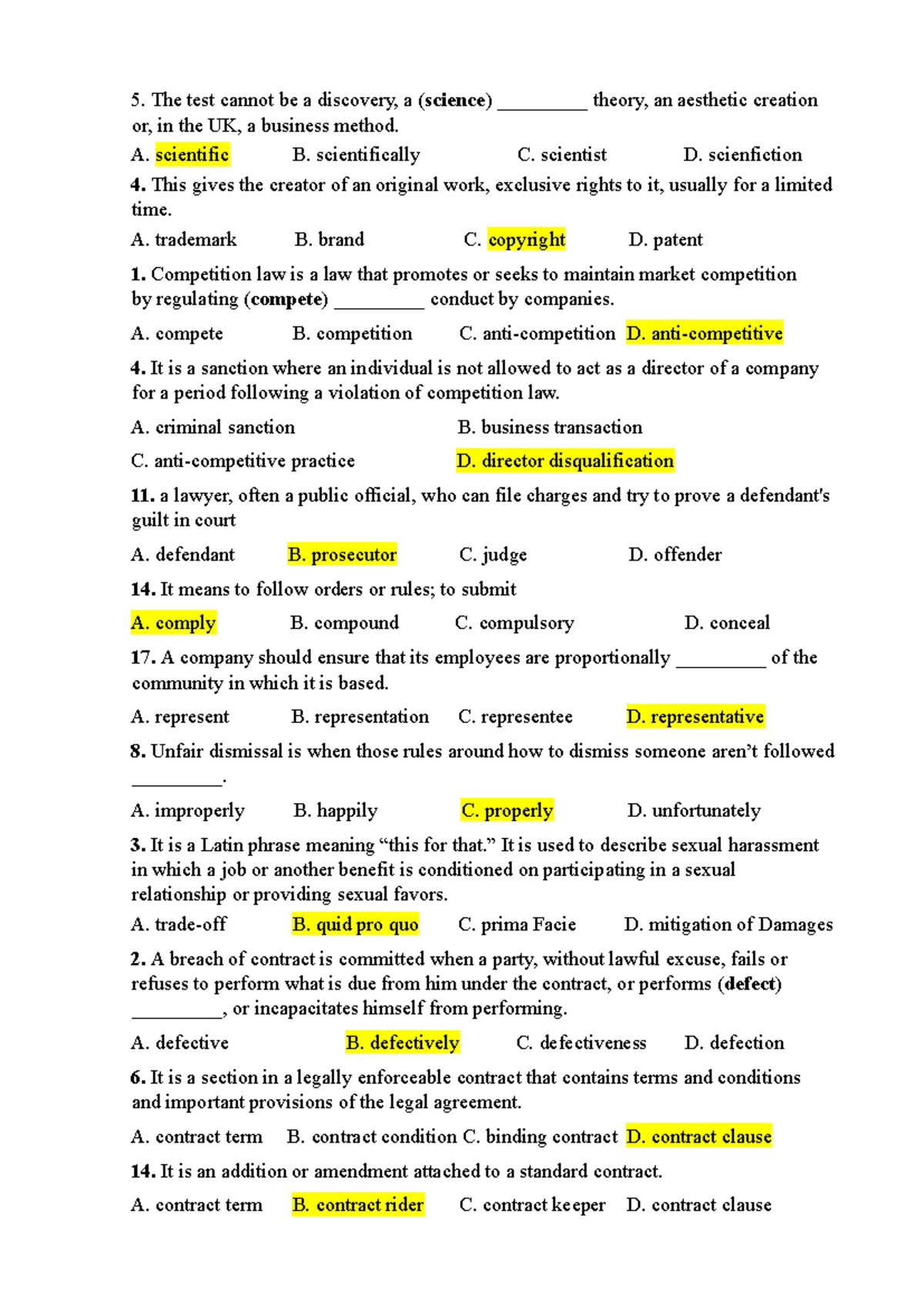 Legal Concepts and Terminology Review for Law Course (LAW101) - Studocu