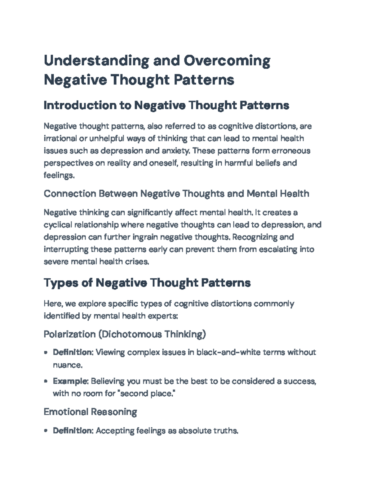 Understanding and Overcoming Negative Thought Patterns: A Guide ...