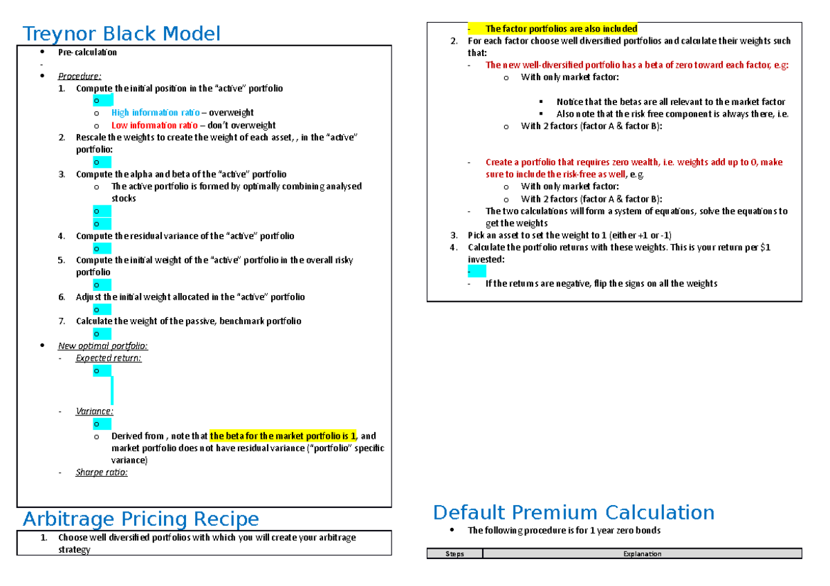 Treynor Black Model: Procedures for Portfolio Optimization and Risk ...