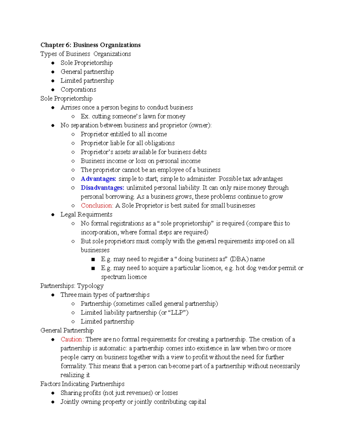 Law Final Exam Notes - study materials - Chapter 6: Business ...