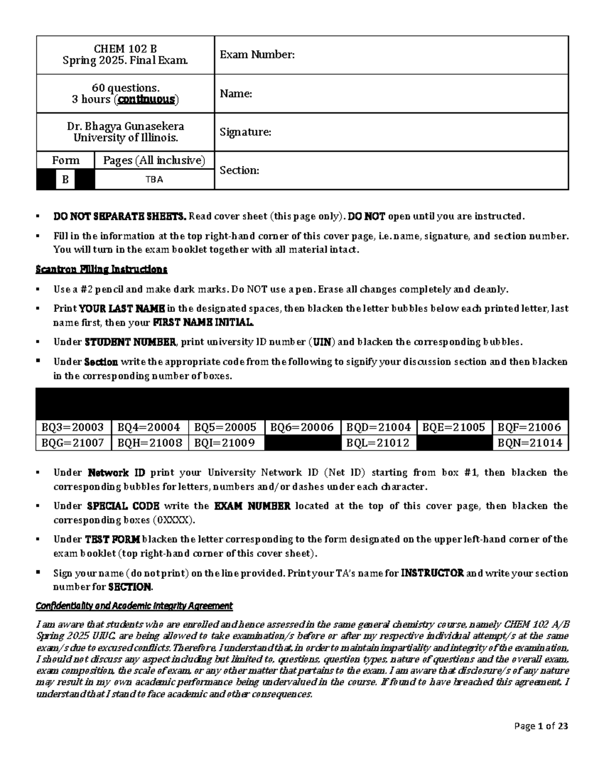 CHEM 102 B Spring 2025 Final Exam Review: Key Questions and Concepts ...