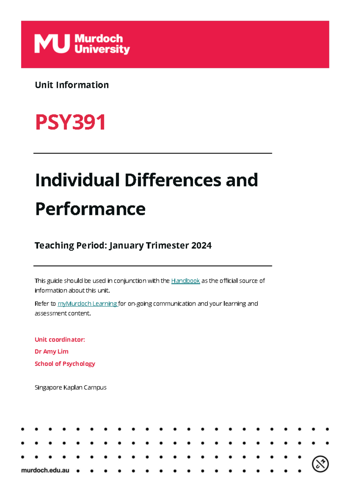 PSY 391: Unit Guide on Individual Differences and Performance - Studocu