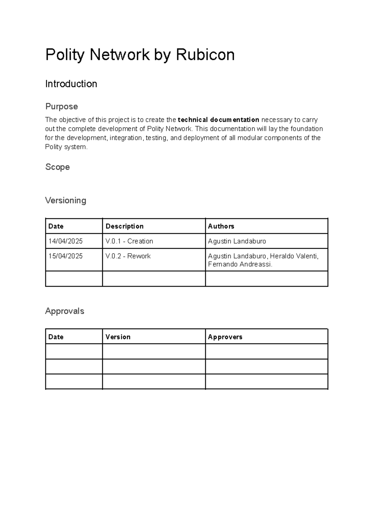 Polity Network technical documentation overview by Rubicon - Studocu
