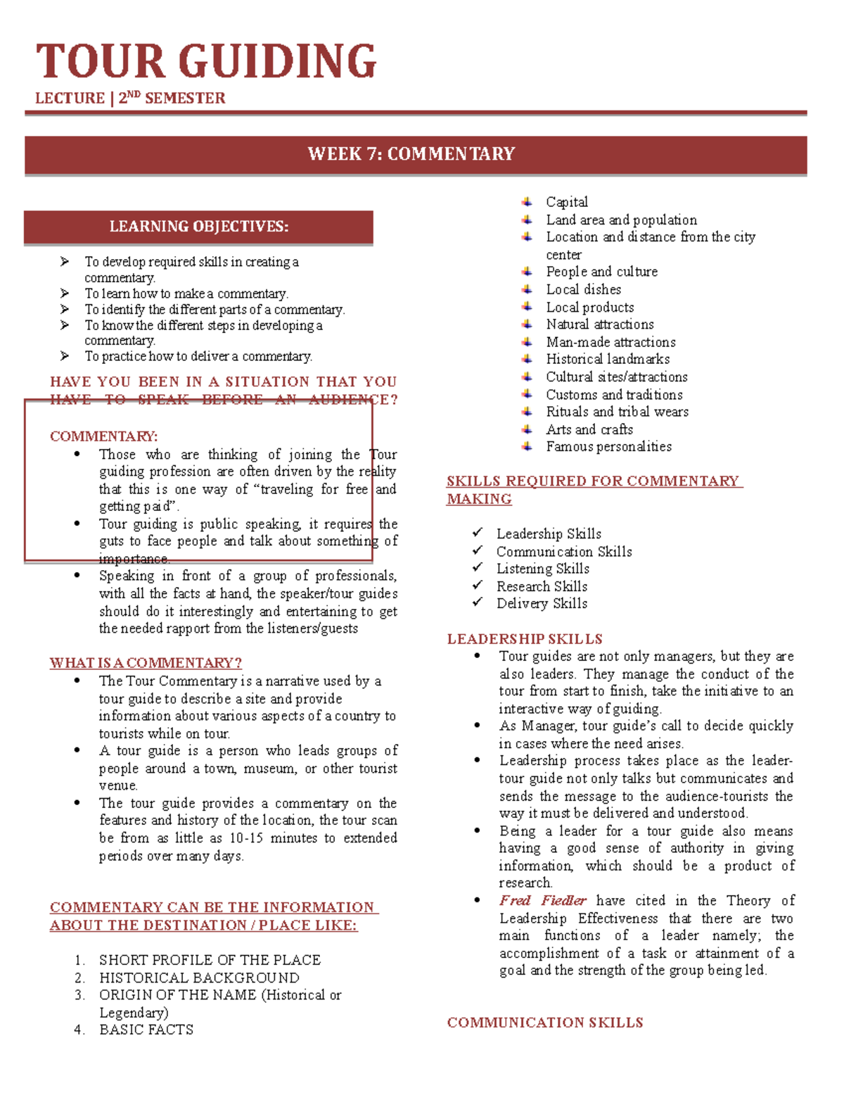 TOUR GUIDING TORG (Midterm) - Skills & Strategies for Effective ...