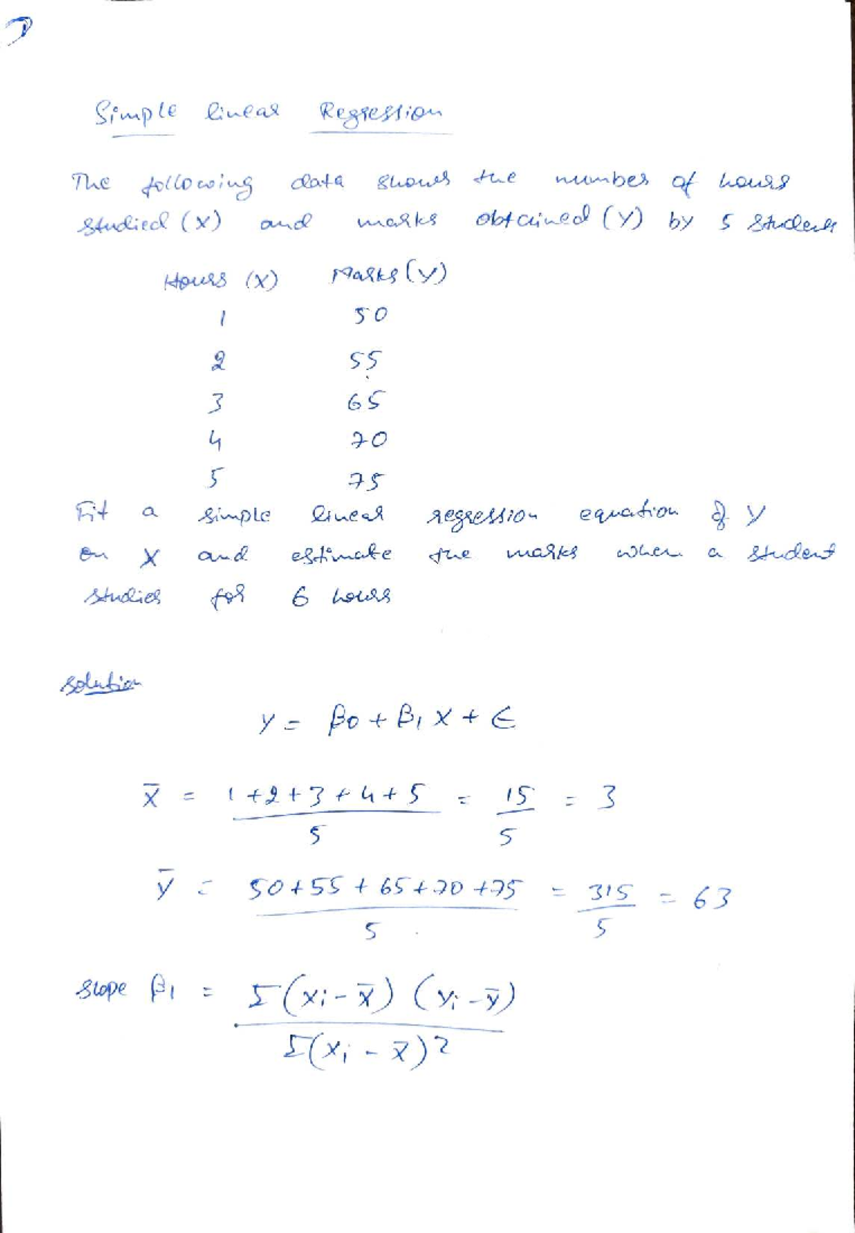 Linear Regression Solved Problems - Course Code: 7 - Studocu