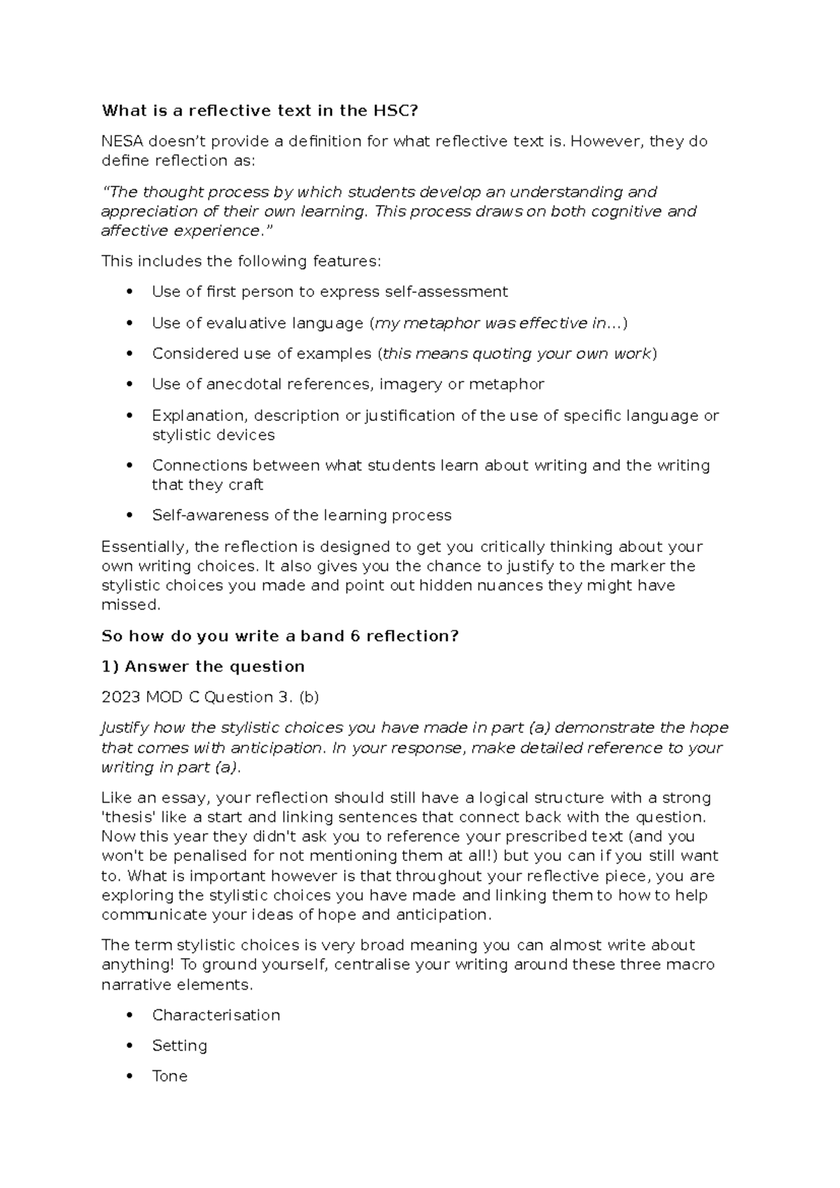 Reflective Texts for HSC: Understanding and Crafting Band 6 Responses ...