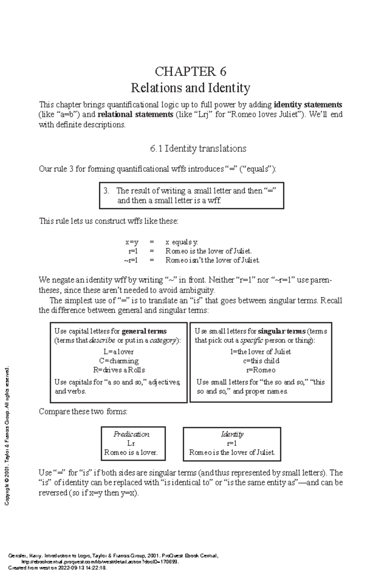 Introduction to Logic - (Chapter 6: Relations & Identity) - Studocu