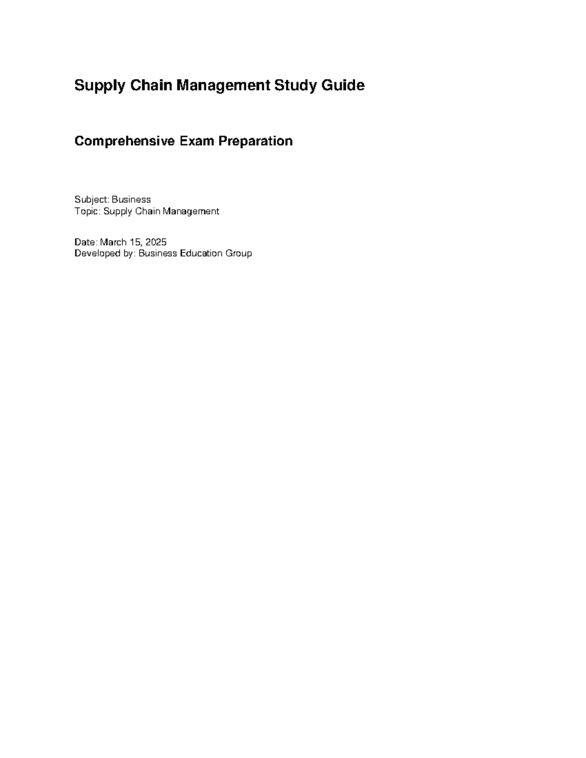 Supply Chain Management Study Guide: Comprehensive Exam Prep (BUS 101 ...