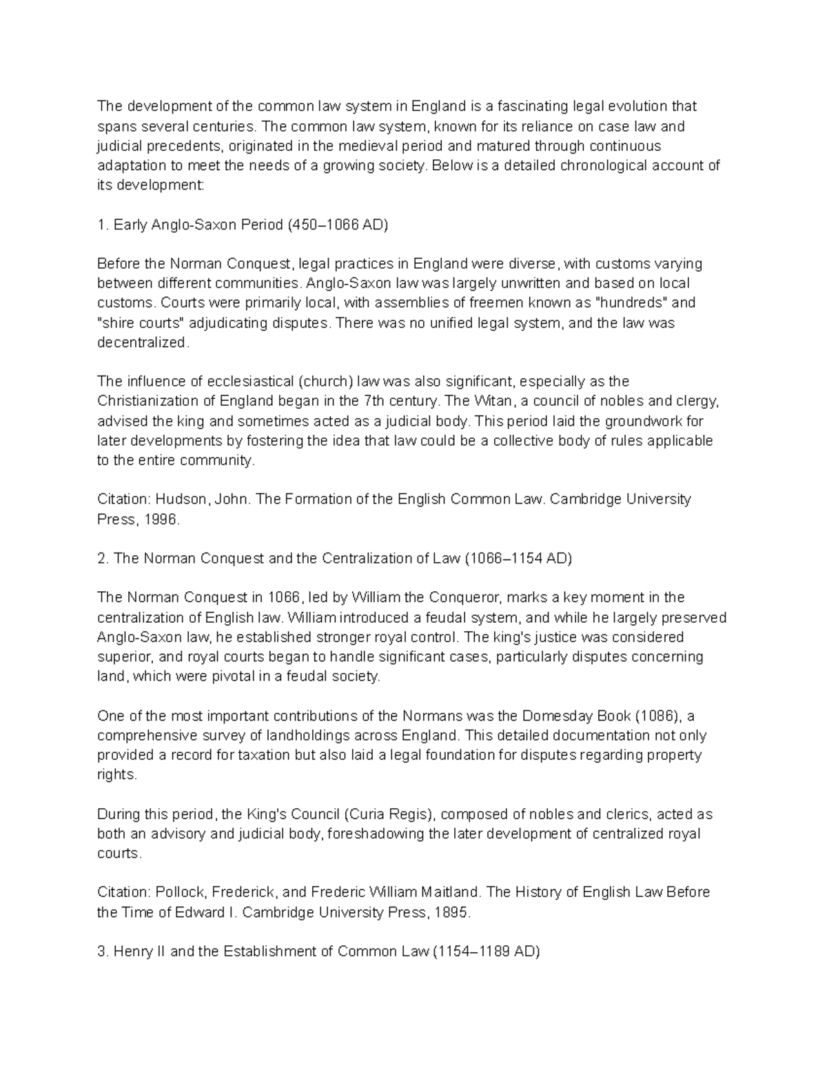 The Evolution of Common Law in England: Historical Overview - Studocu