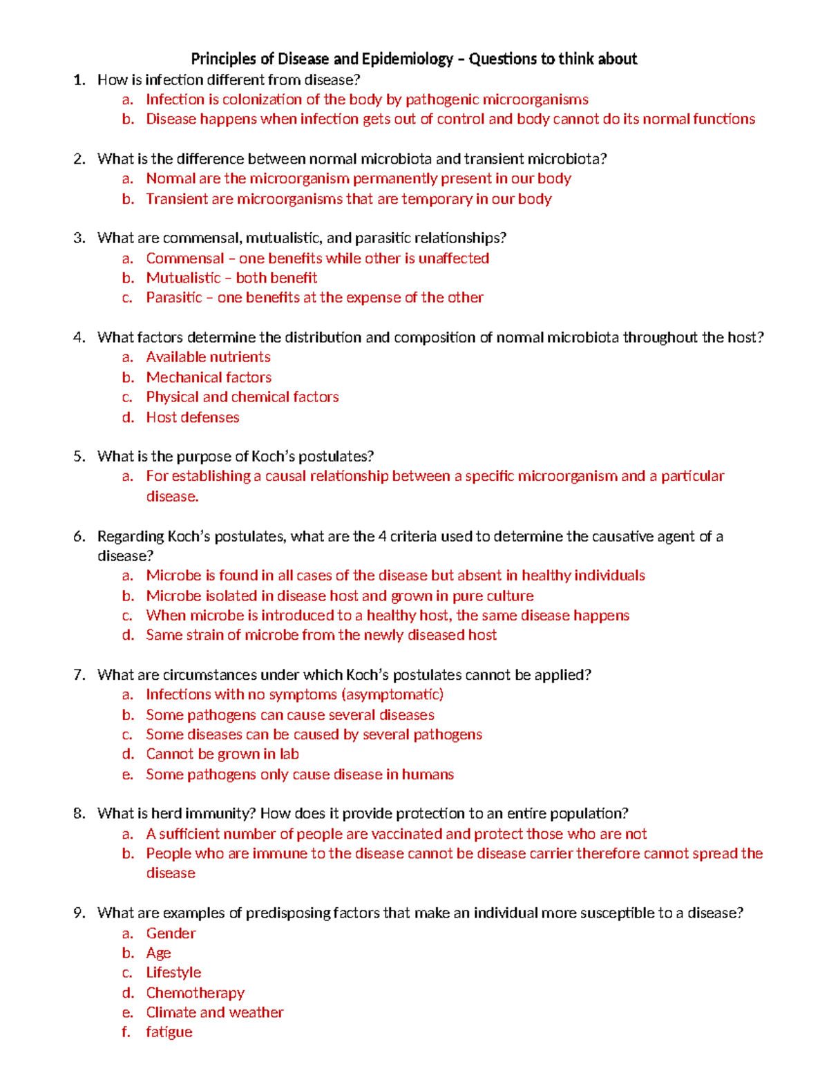 Study Guide for Exam 2 - Principles of Disease & Epidemiology (BIO 202 ...