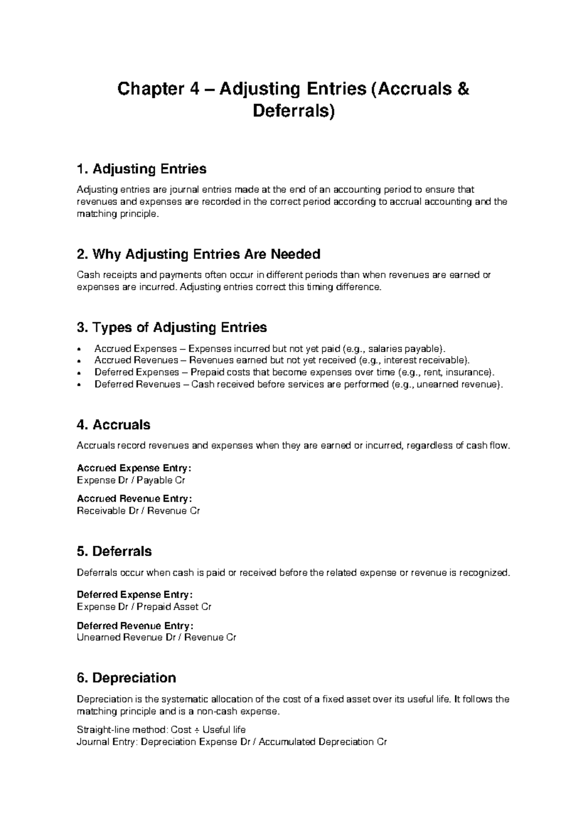 Chapter 4 Adjusting Entries Study Guide (Accruals & Deferrals) - Studocu