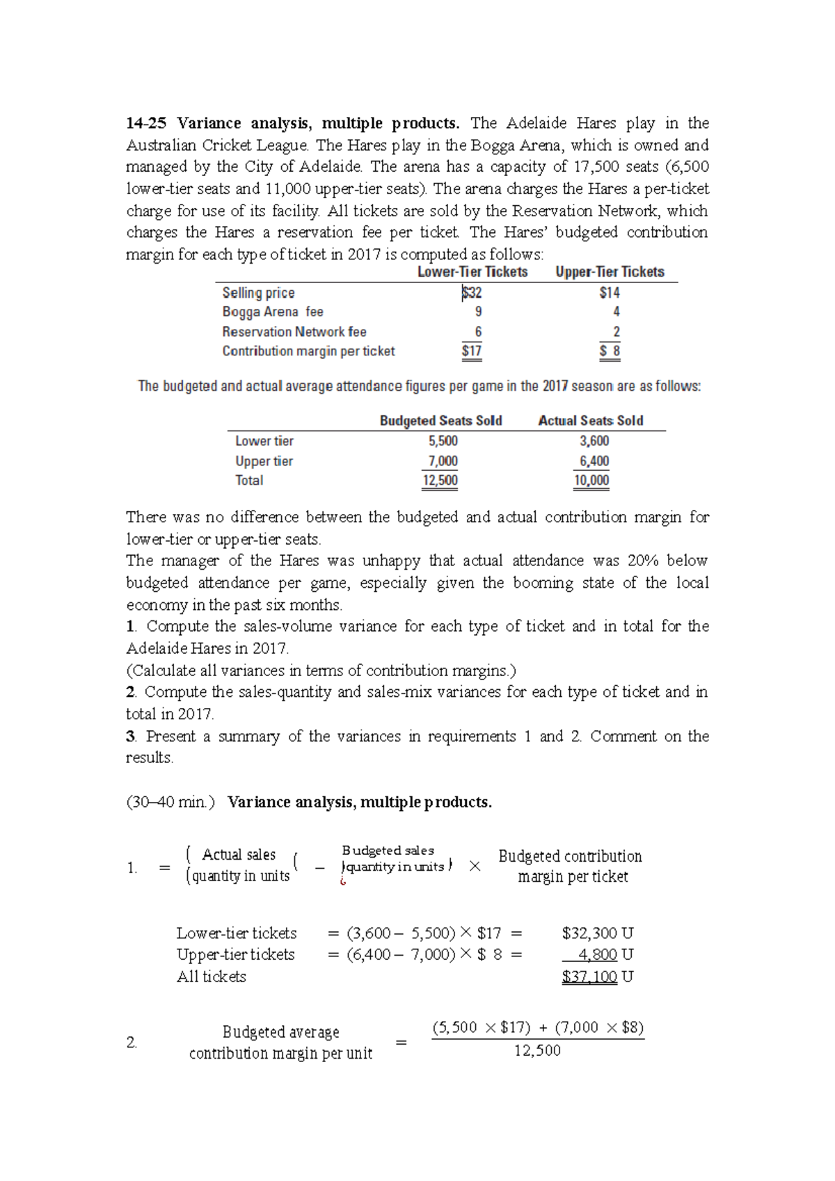 ACCT 14-25 Variance Analysis and Insights on Adelaide Hares and Hiro Corp**  - Studocu