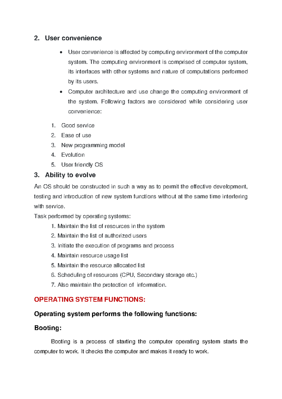 OS - UNIT I Notes: User Convenience and Operating System Functions ...