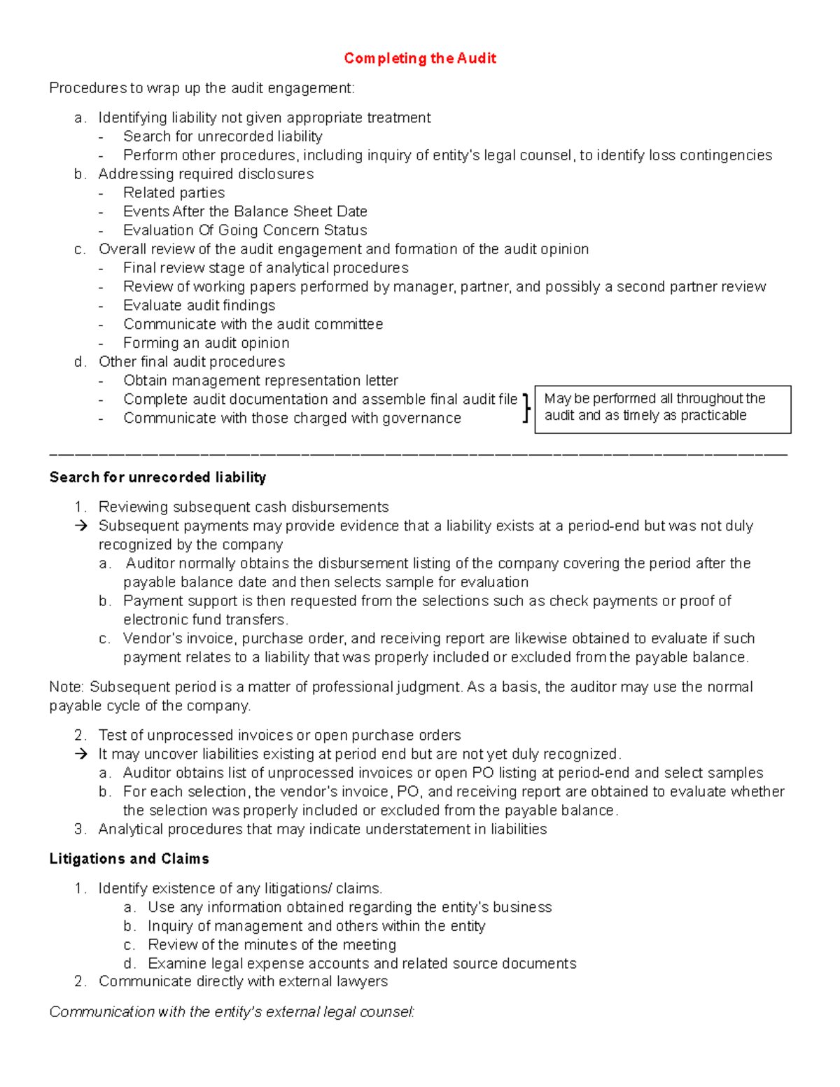 CHAP 12: Finalizing Audit Procedures and Reporting Insights - Studocu