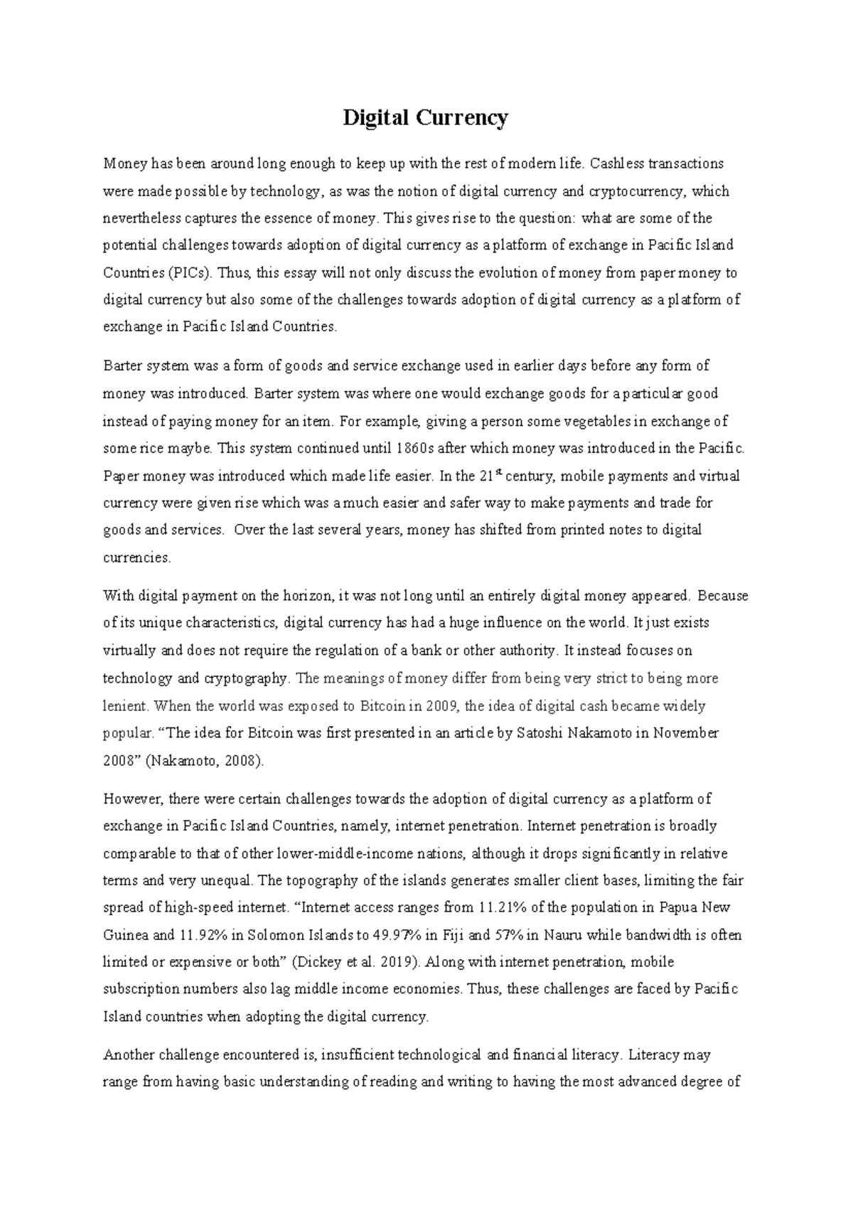 UU114 Changed Assignment - Digital Currency Money has been around long ...